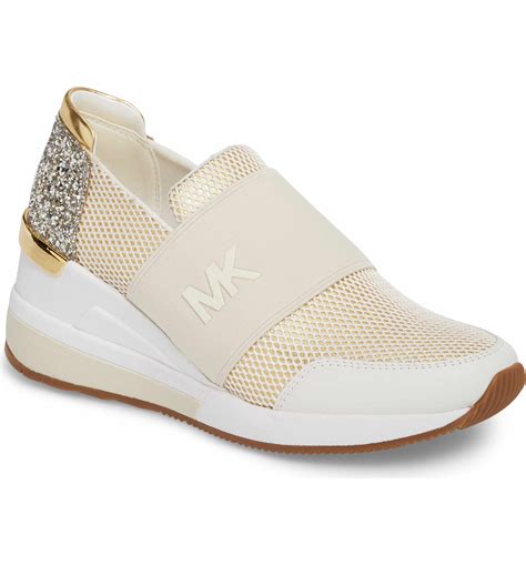 michael kors rose gold slip on sneakers jaquard|Michael Kors rose gold sneakers.